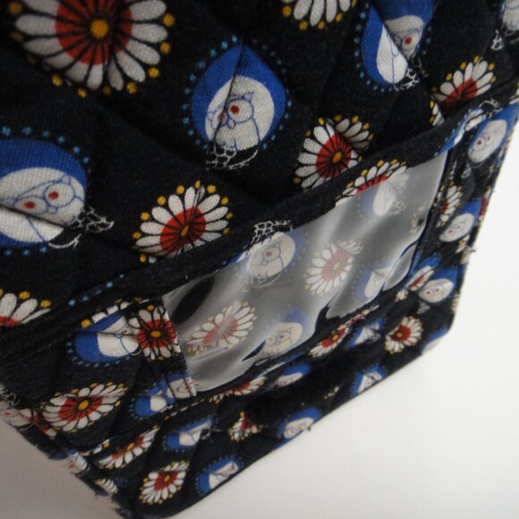 Vera Bradley NIGHT OWL Mini Hipster Crossbody Purse Black Blue White Flower - Picture 7 of 11